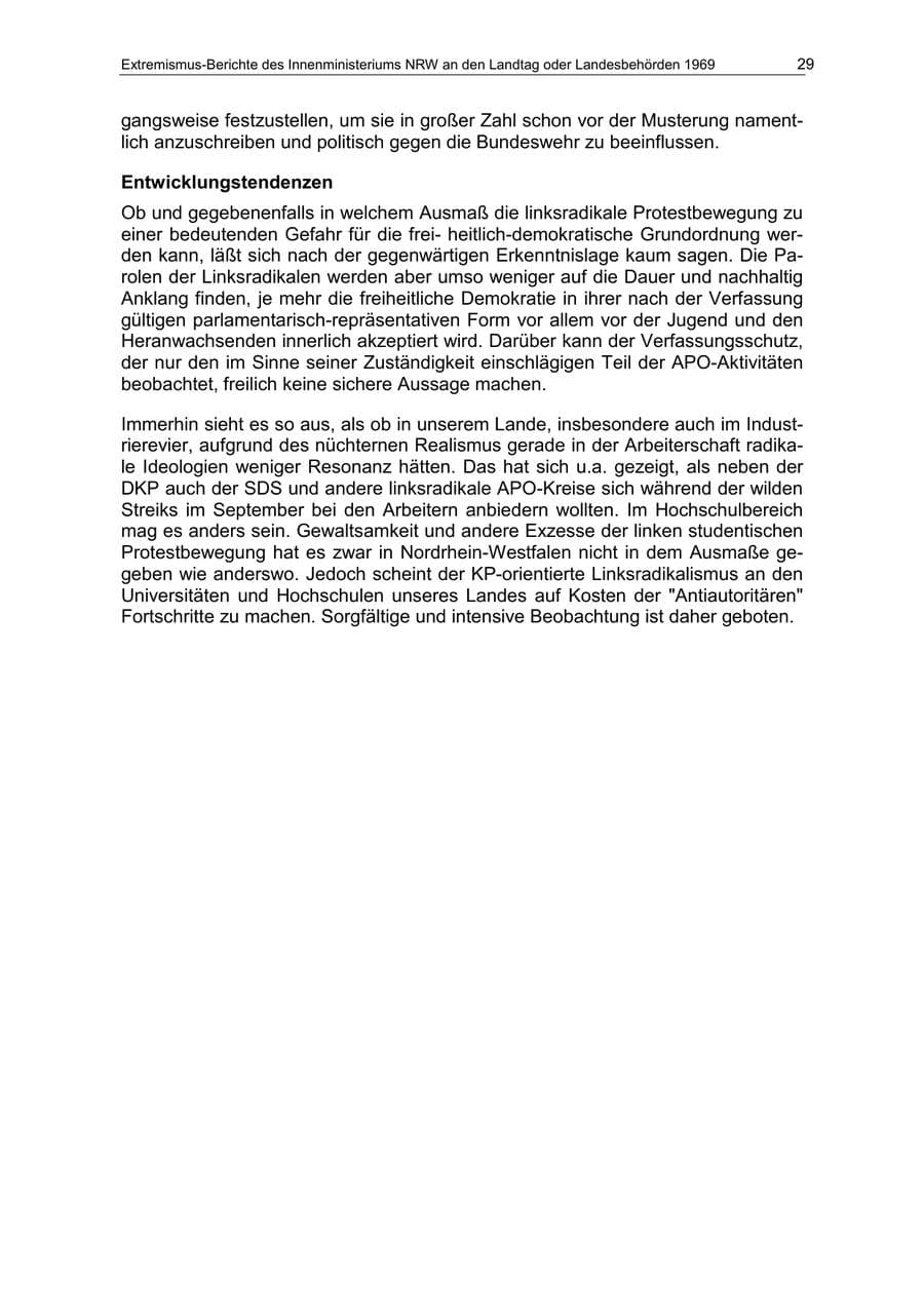 Seite 29 des Verfassungsschutzbericht 1969 Nordrhein-Westfalen