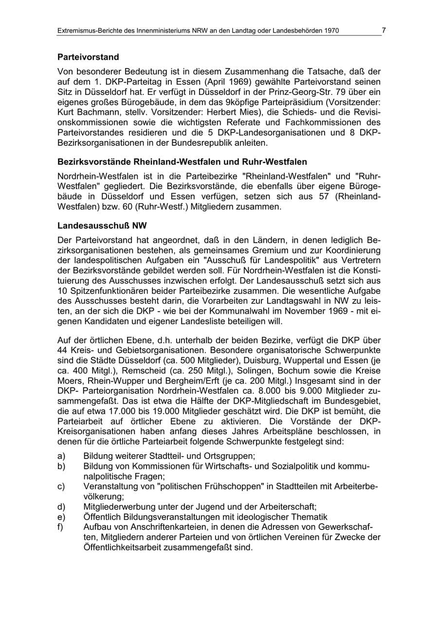 Seite 7 des Verfassungsschutzbericht 1970 Nordrhein-Westfalen