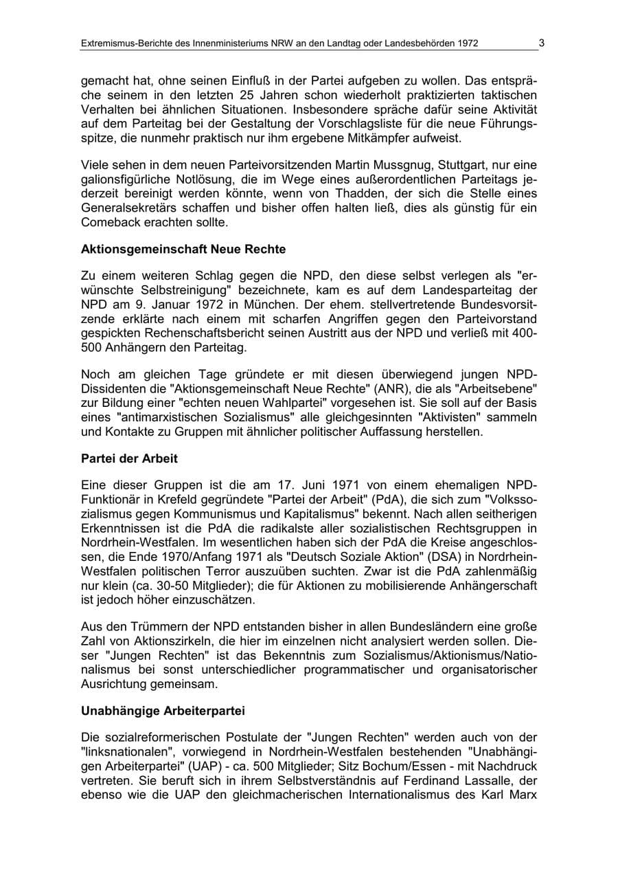 Seite 3 des Verfassungsschutzbericht 1972 Nordrhein-Westfalen
