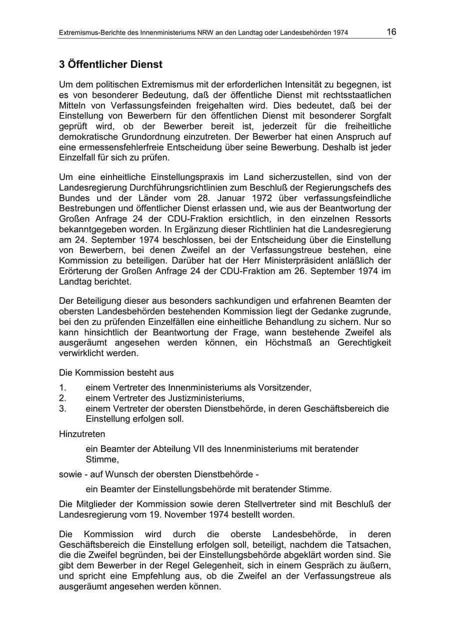Seite 16 des Verfassungsschutzbericht 1974 Nordrhein-Westfalen