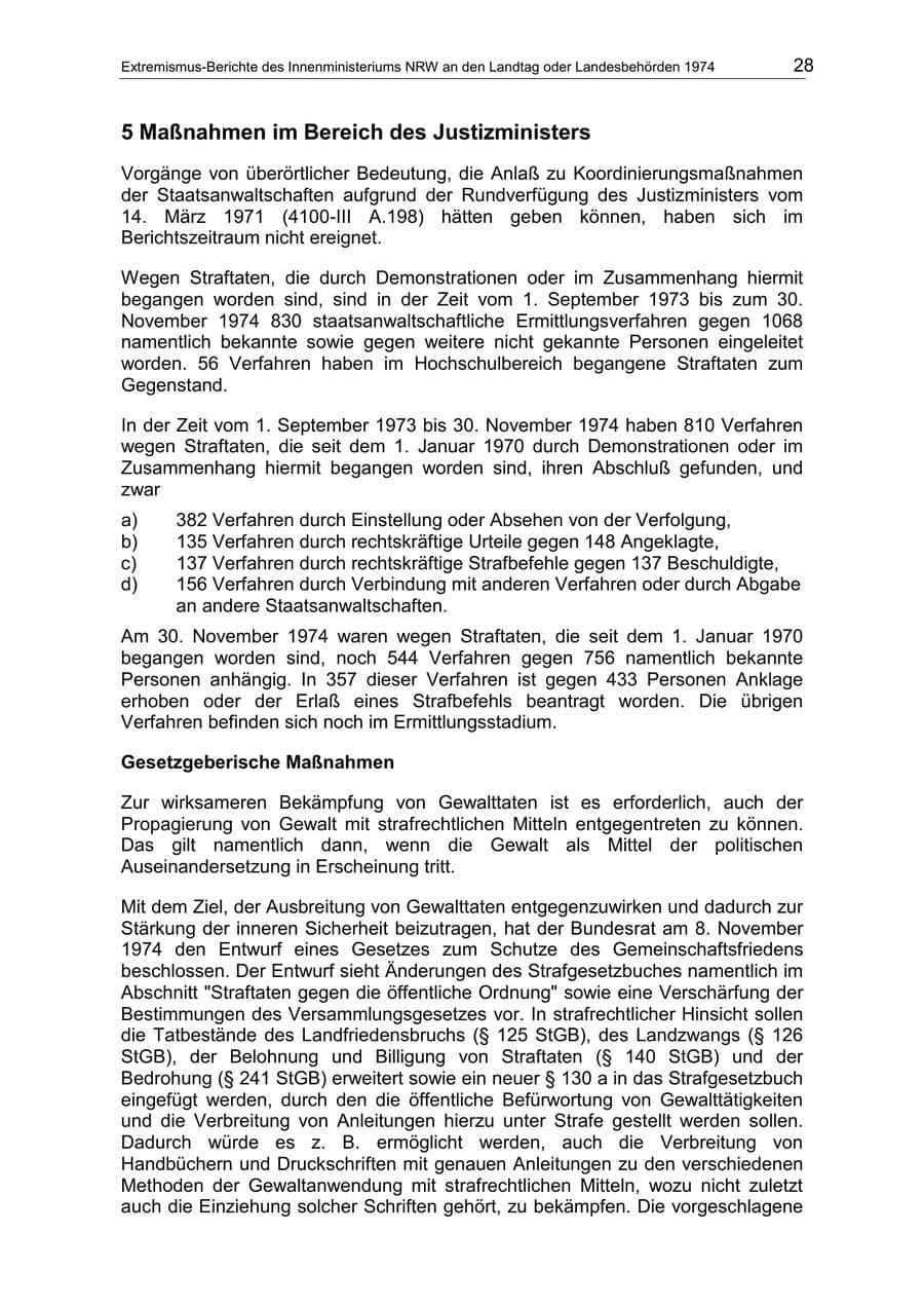 Seite 28 des Verfassungsschutzbericht 1974 Nordrhein-Westfalen