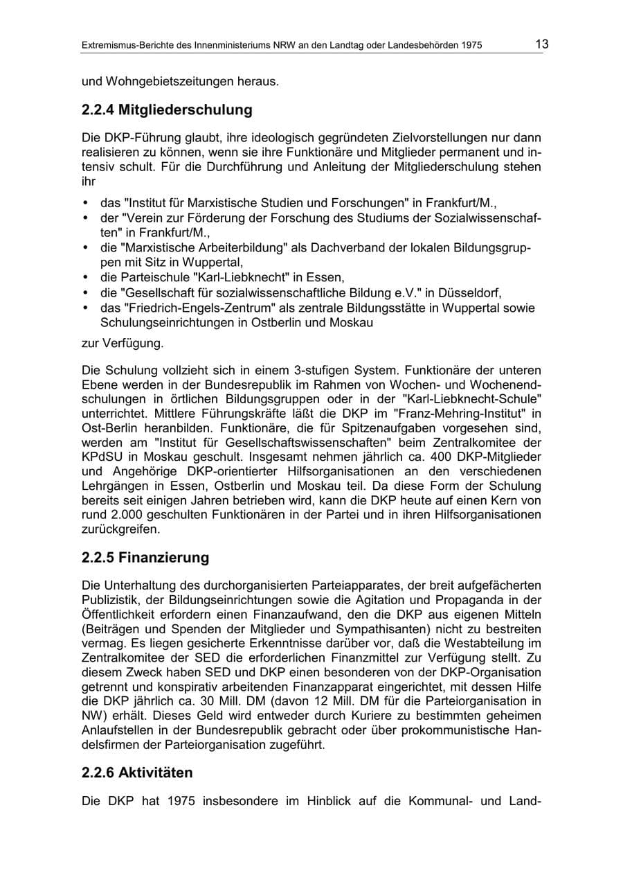 Seite 13 des Verfassungsschutzbericht 1975 Nordrhein-Westfalen