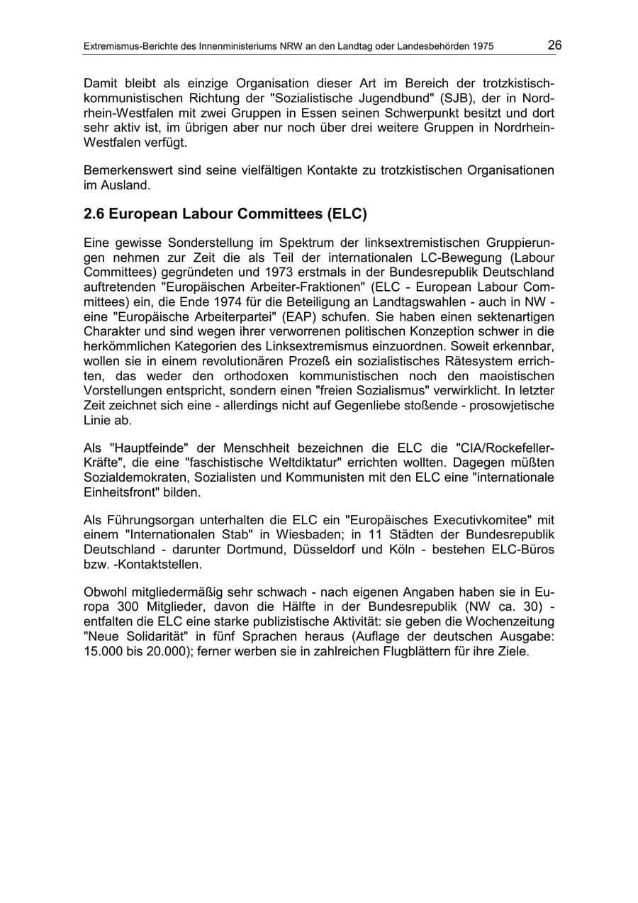 Seite 26 des Verfassungsschutzbericht 1975 Nordrhein-Westfalen