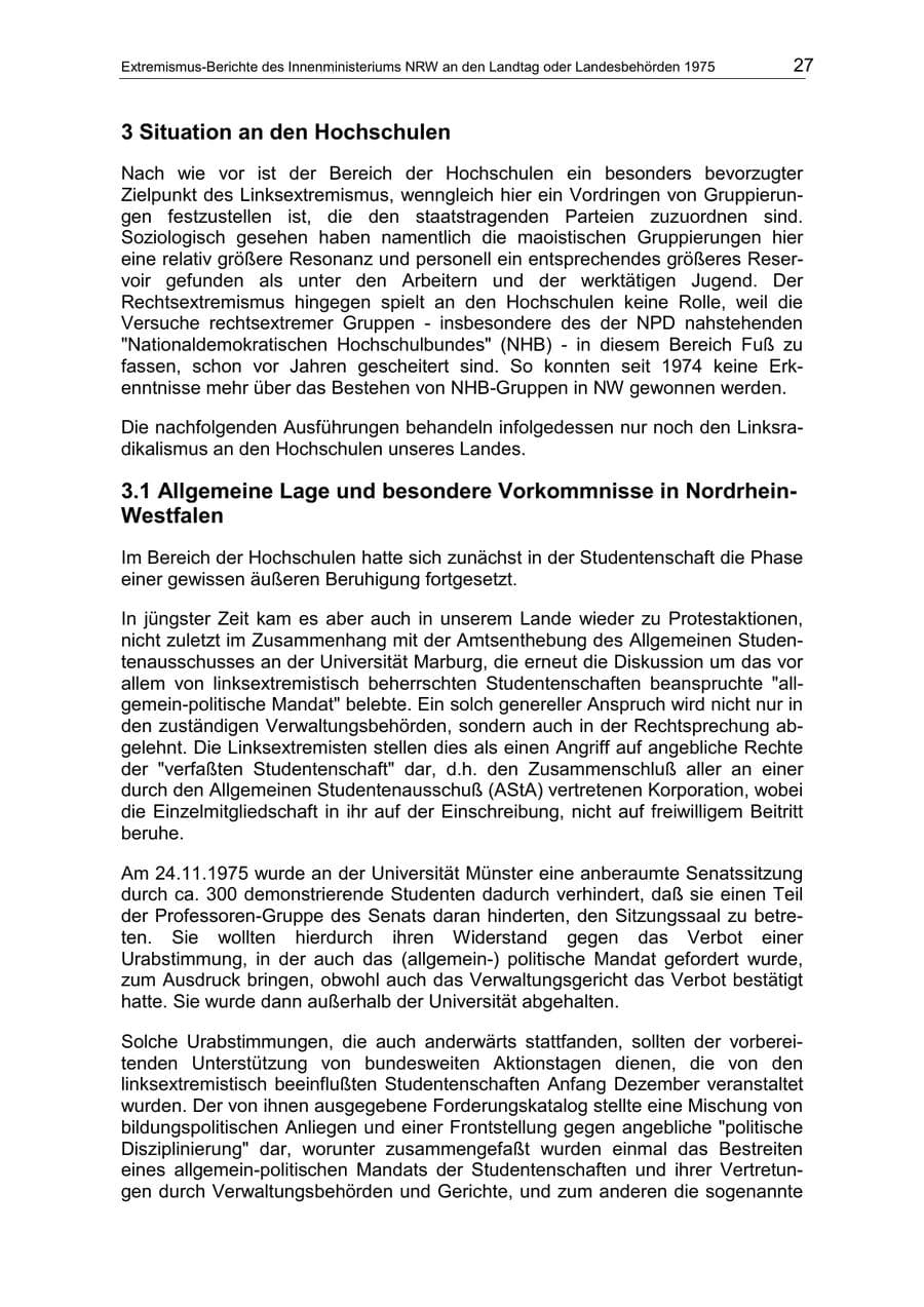Seite 27 des Verfassungsschutzbericht 1975 Nordrhein-Westfalen