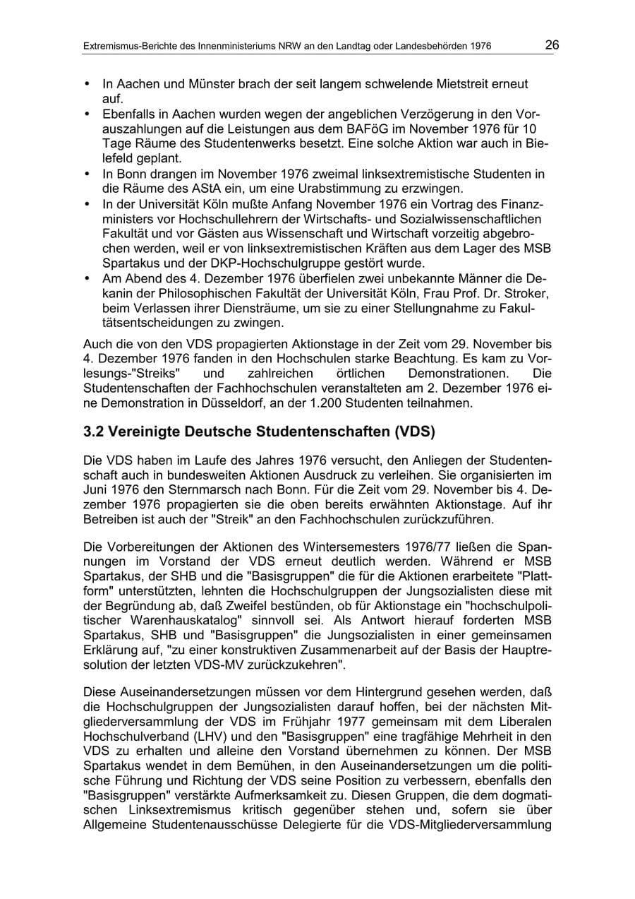 Seite 26 des Verfassungsschutzbericht 1976 Nordrhein-Westfalen