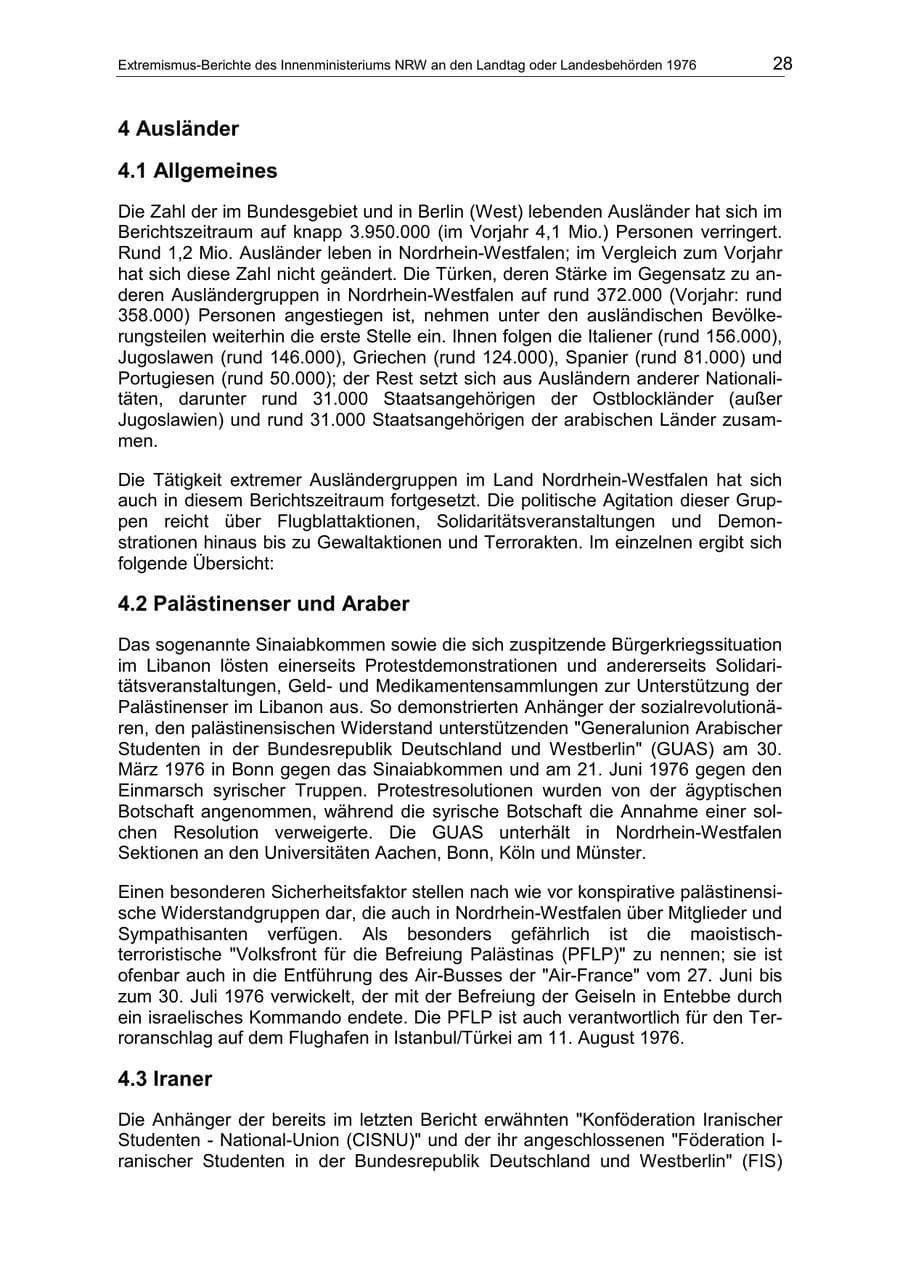 Seite 28 des Verfassungsschutzbericht 1976 Nordrhein-Westfalen