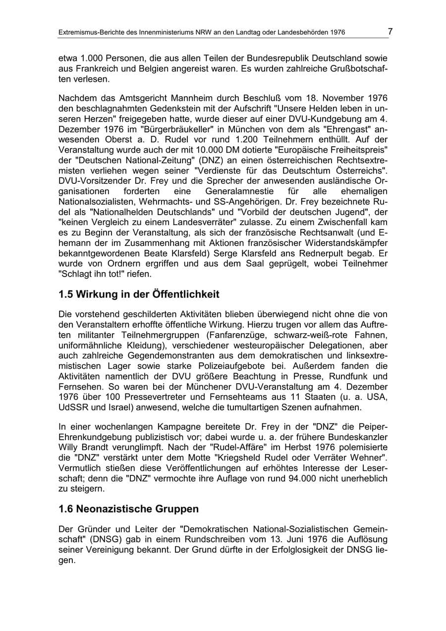 Seite 7 des Verfassungsschutzbericht 1976 Nordrhein-Westfalen