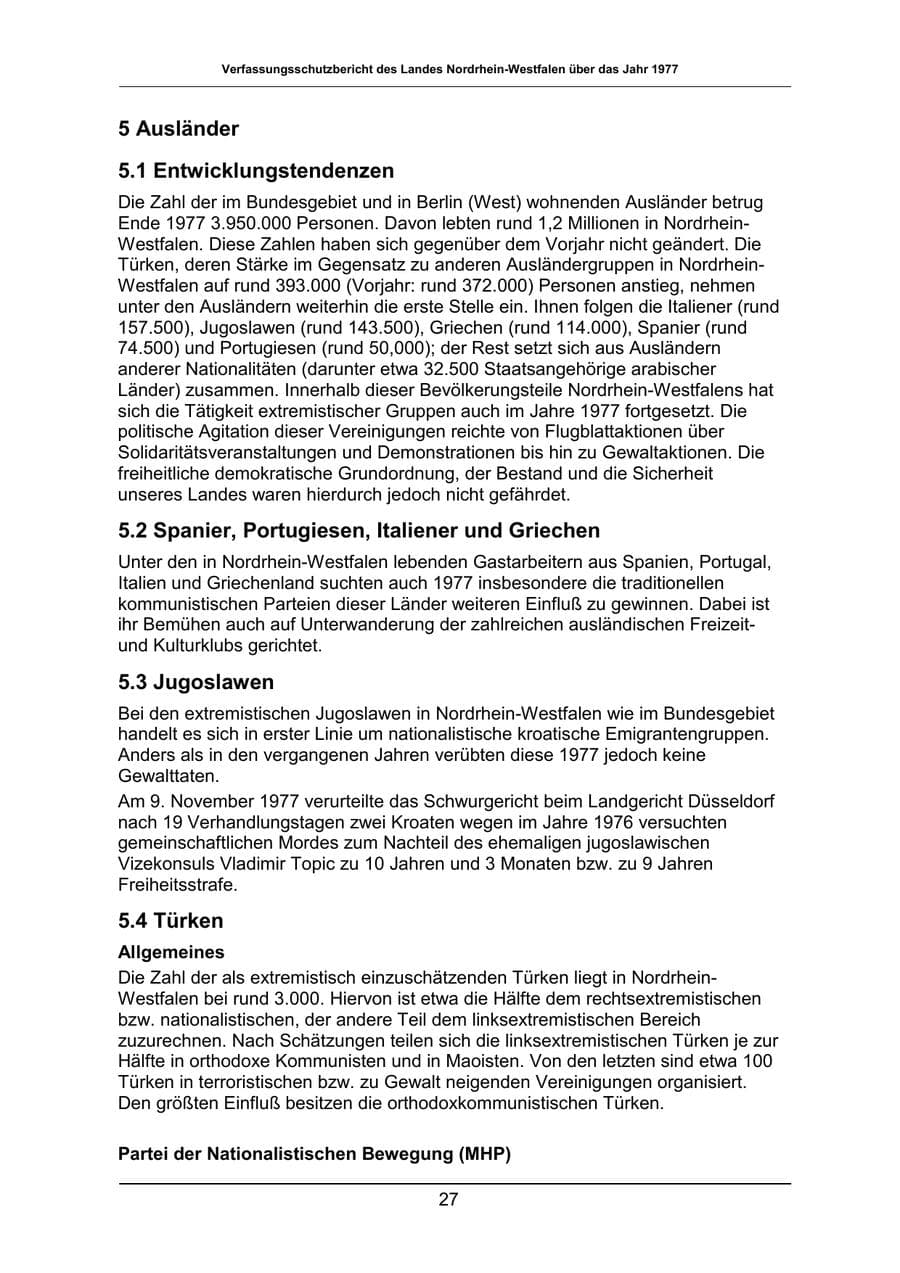 Seite 27 des Verfassungsschutzbericht 1977 Nordrhein-Westfalen