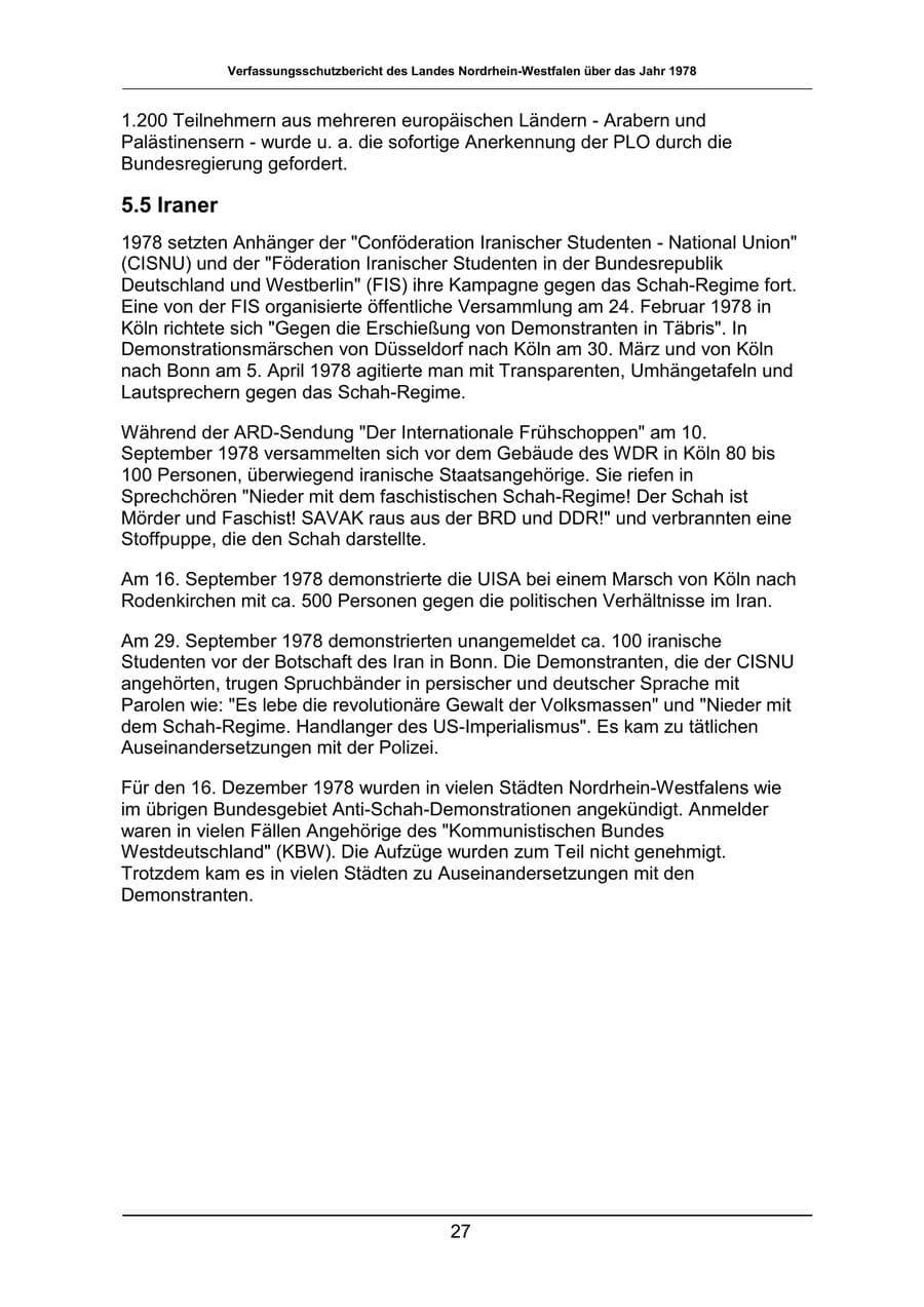 Seite 27 des Verfassungsschutzbericht 1978 Nordrhein-Westfalen