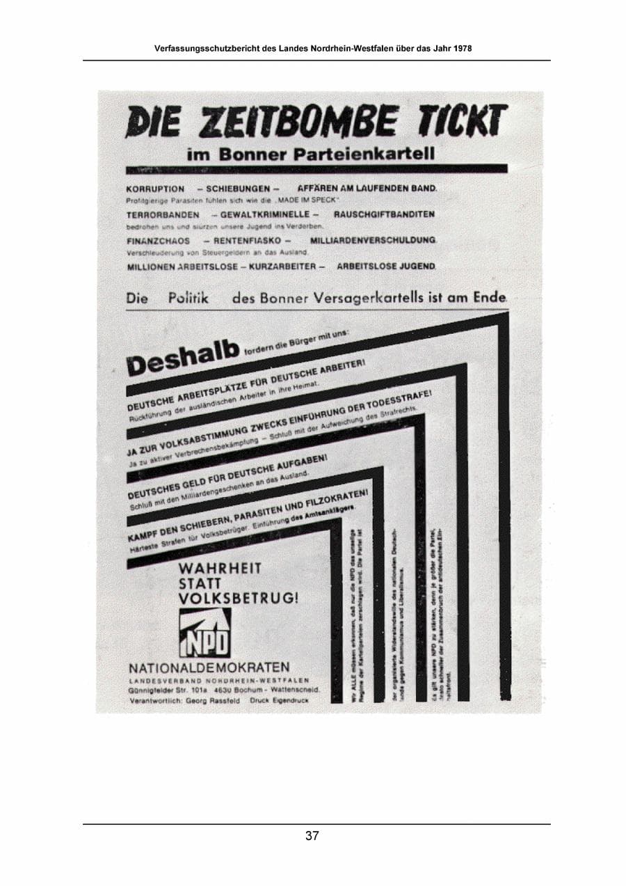 Seite 37 des Verfassungsschutzbericht 1978 Nordrhein-Westfalen