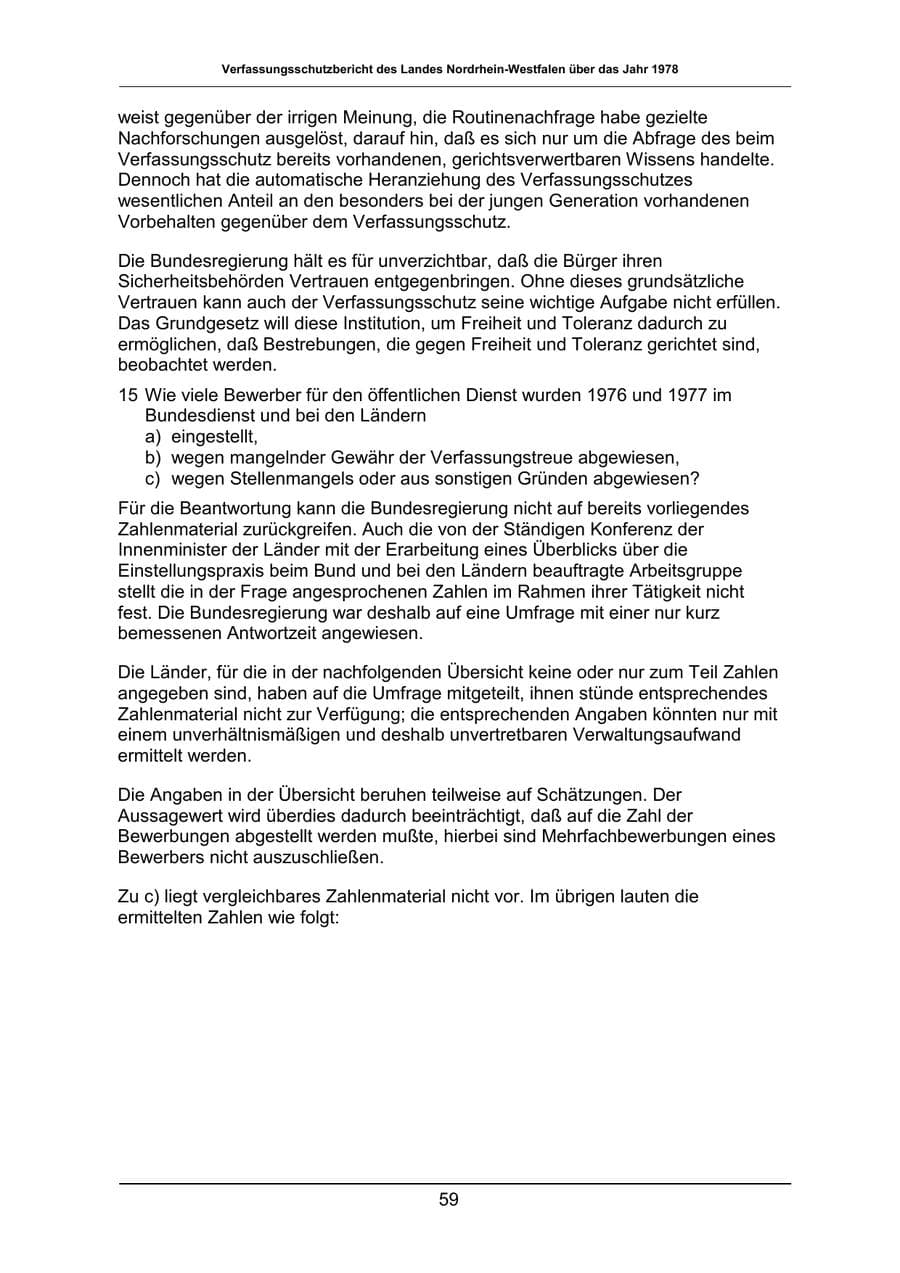 Seite 59 des Verfassungsschutzbericht 1978 Nordrhein-Westfalen