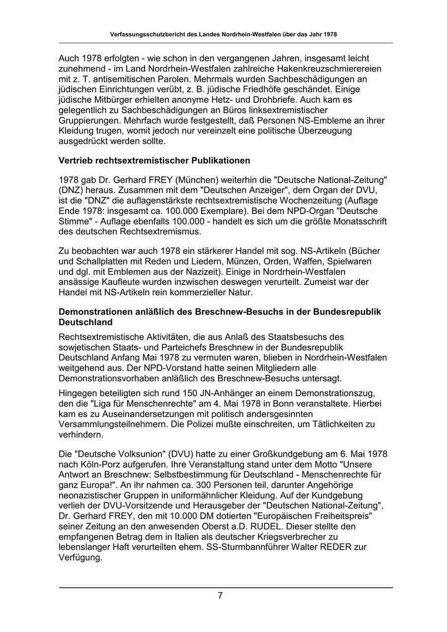 Seite 7 des Verfassungsschutzbericht 1978 Nordrhein-Westfalen