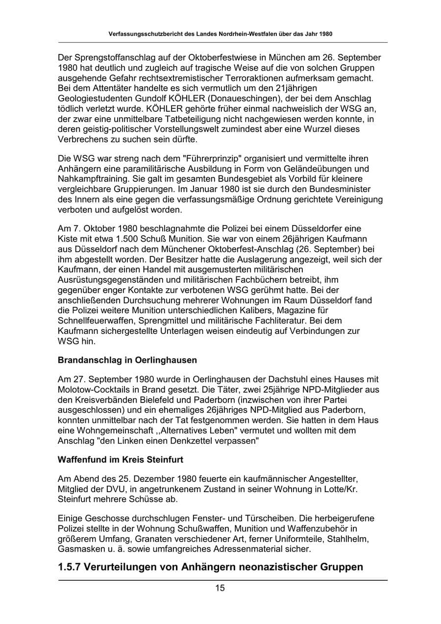 Seite 15 des Verfassungsschutzbericht 1980 Nordrhein-Westfalen