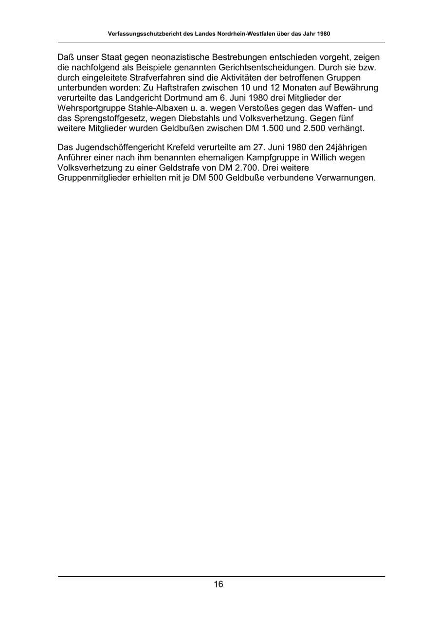 Seite 16 des Verfassungsschutzbericht 1980 Nordrhein-Westfalen