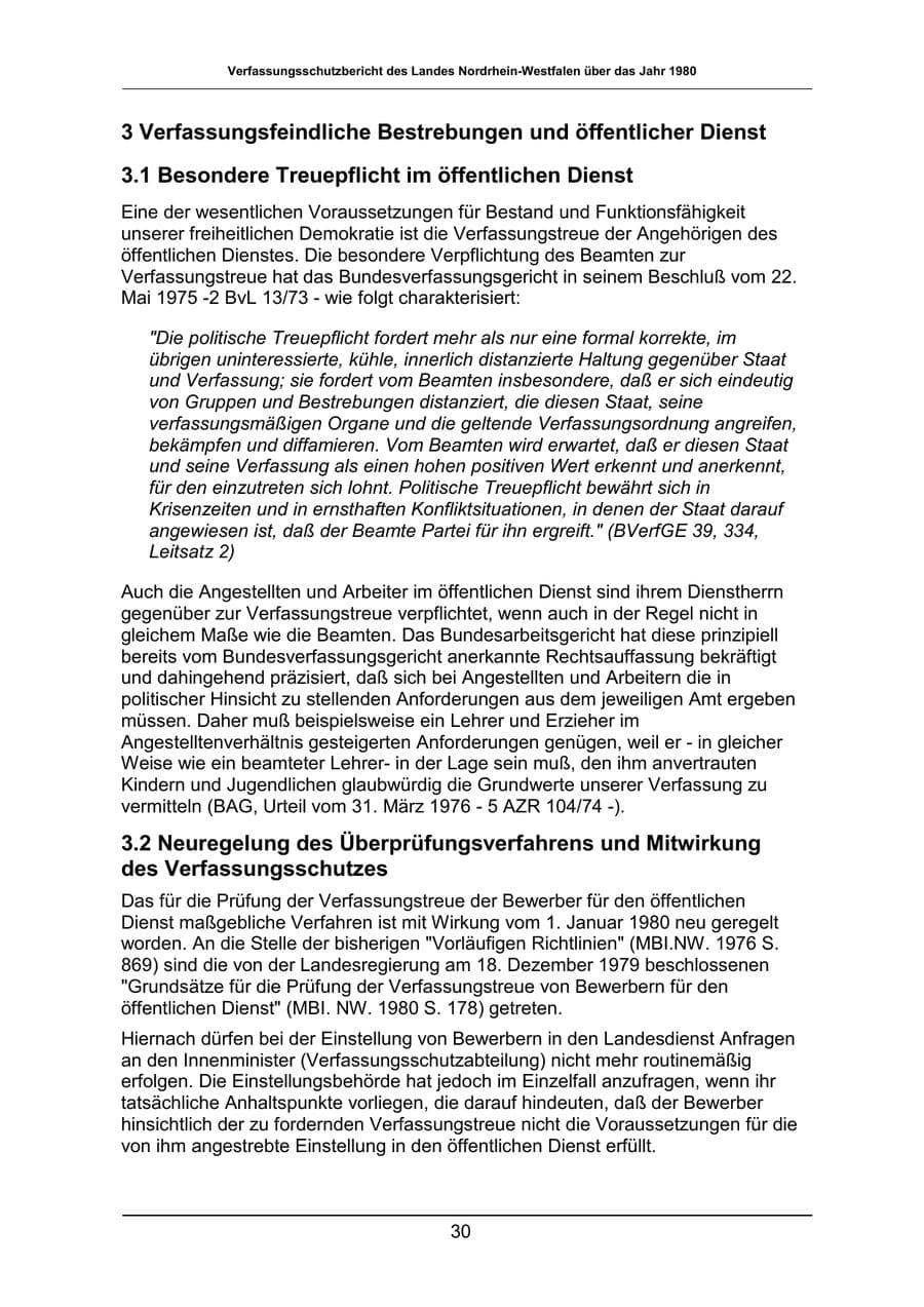 Seite 30 des Verfassungsschutzbericht 1980 Nordrhein-Westfalen