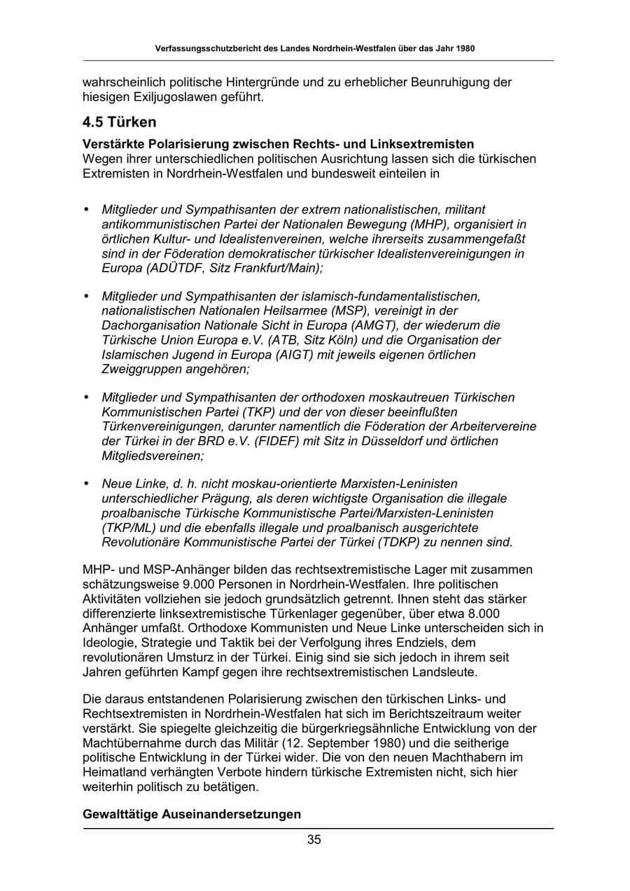 Seite 35 des Verfassungsschutzbericht 1980 Nordrhein-Westfalen