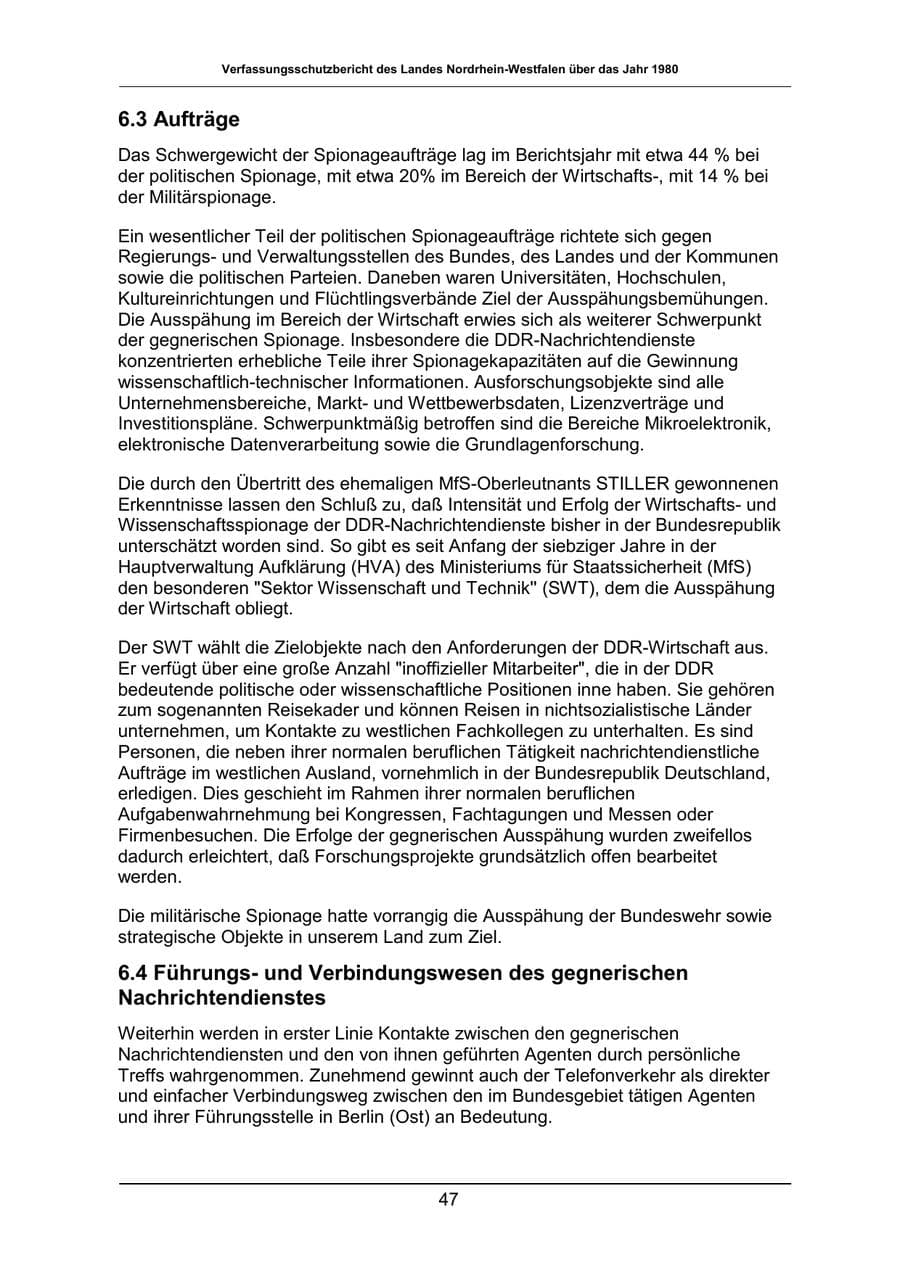 Seite 47 des Verfassungsschutzbericht 1980 Nordrhein-Westfalen