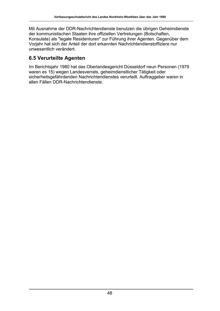Seite 48 des Verfassungsschutzbericht 1980 Nordrhein-Westfalen
