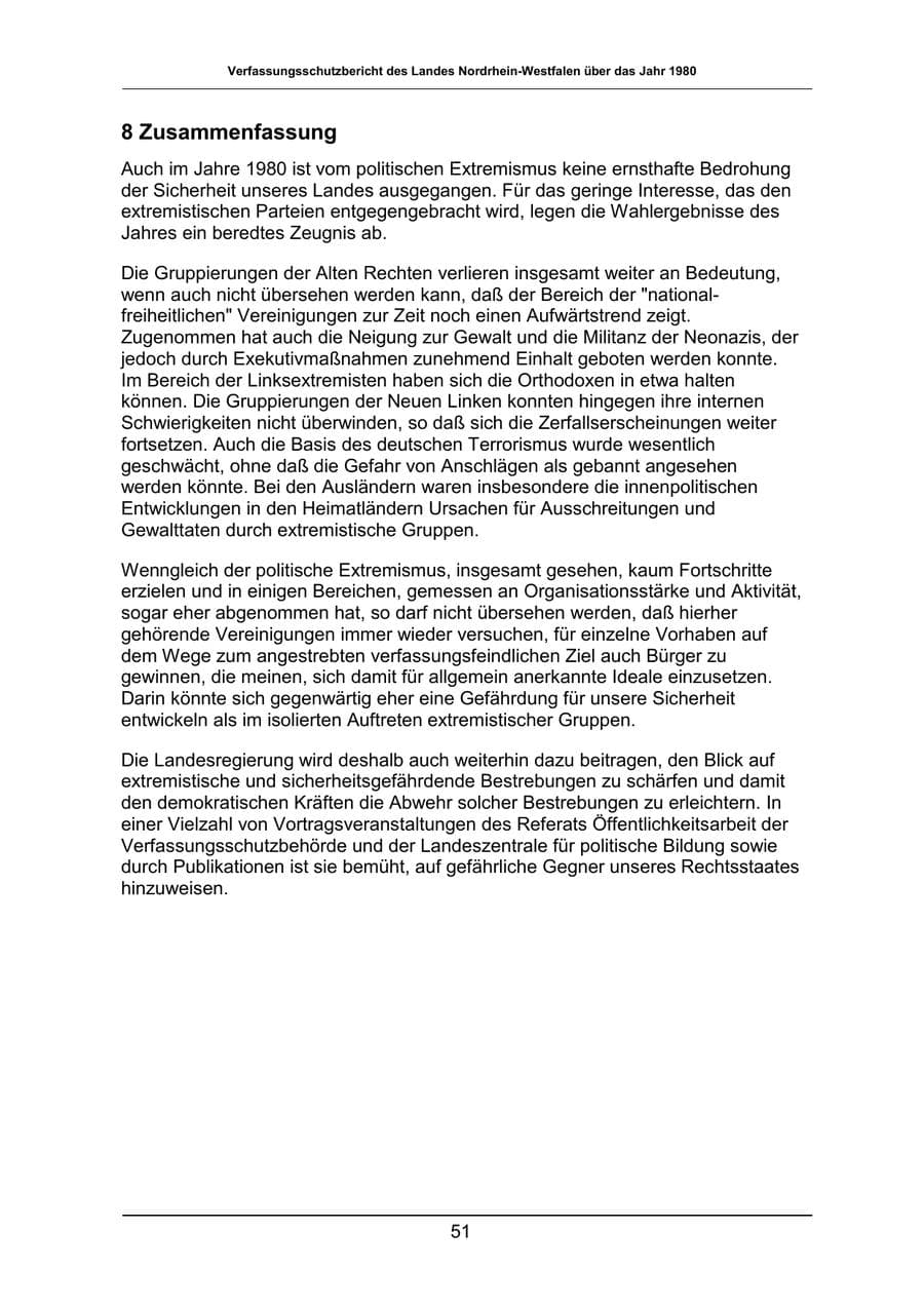 Seite 51 des Verfassungsschutzbericht 1980 Nordrhein-Westfalen