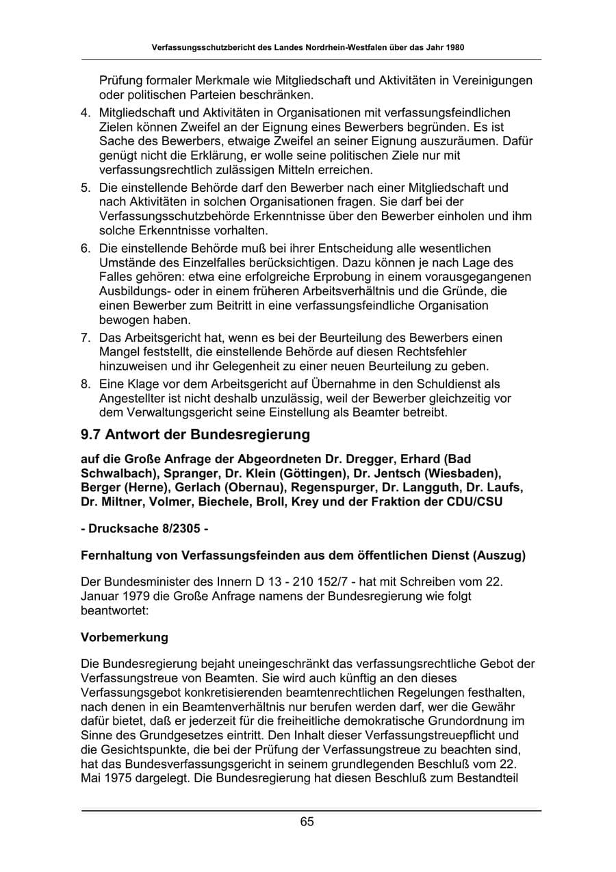 Seite 65 des Verfassungsschutzbericht 1980 Nordrhein-Westfalen