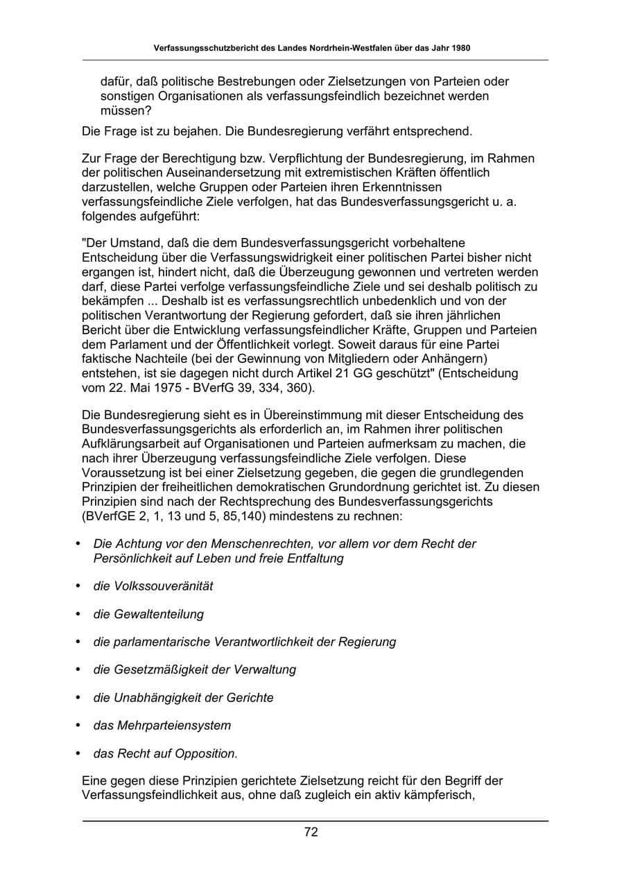 Seite 72 des Verfassungsschutzbericht 1980 Nordrhein-Westfalen