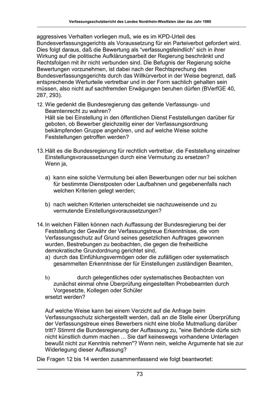 Seite 73 des Verfassungsschutzbericht 1980 Nordrhein-Westfalen