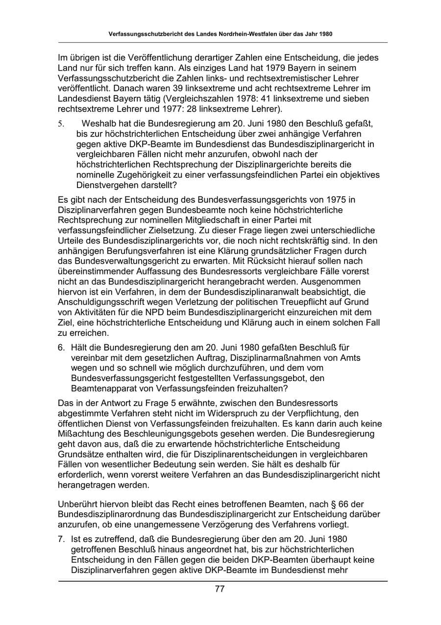 Seite 77 des Verfassungsschutzbericht 1980 Nordrhein-Westfalen