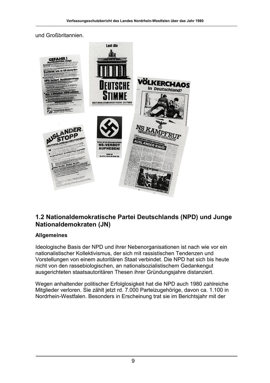 Seite 9 des Verfassungsschutzbericht 1980 Nordrhein-Westfalen