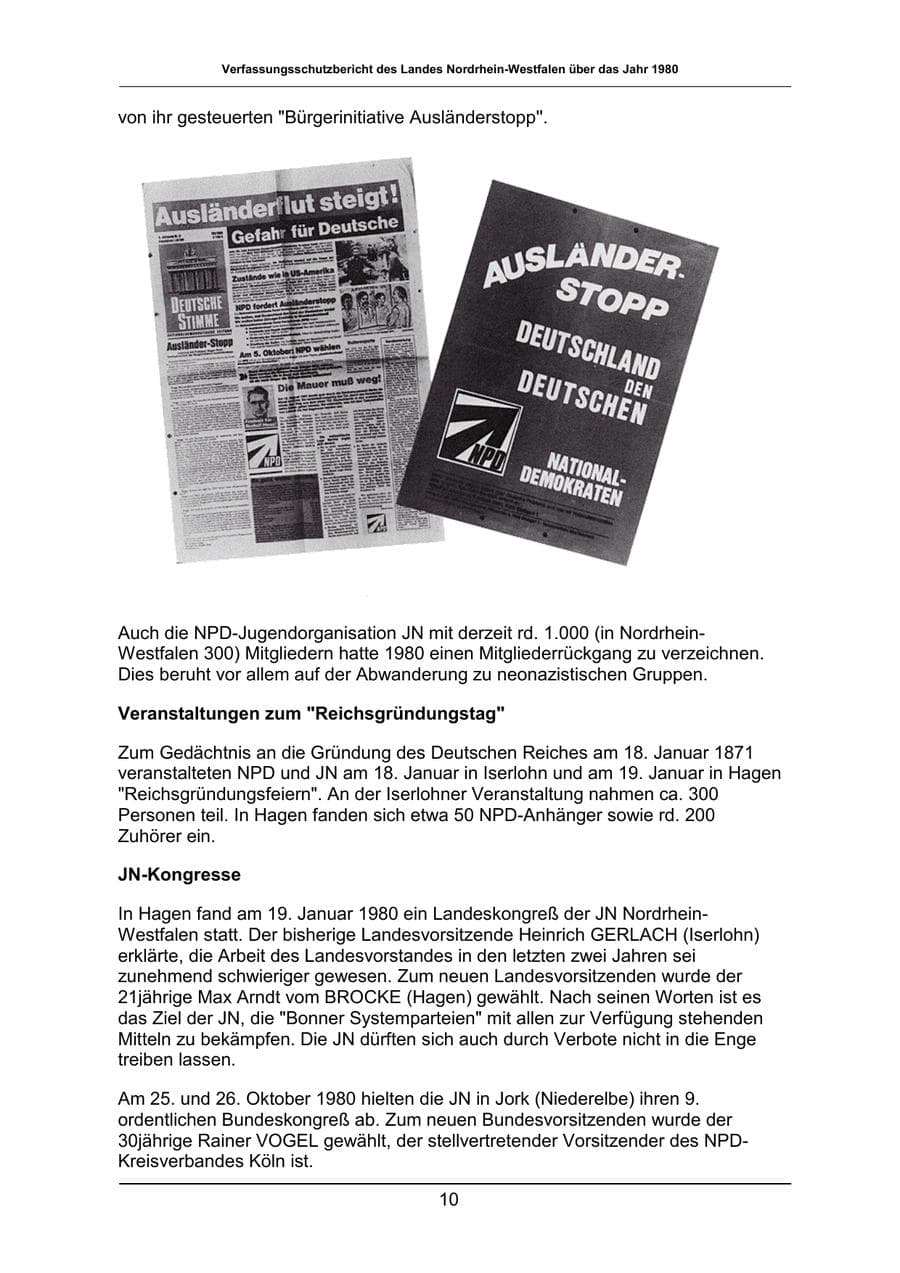 Seite 10 des Verfassungsschutzbericht 1980 Nordrhein-Westfalen
