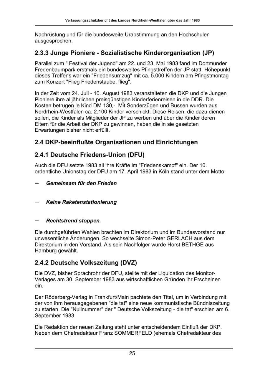 Seite 25 des Verfassungsschutzbericht 1983 Nordrhein-Westfalen