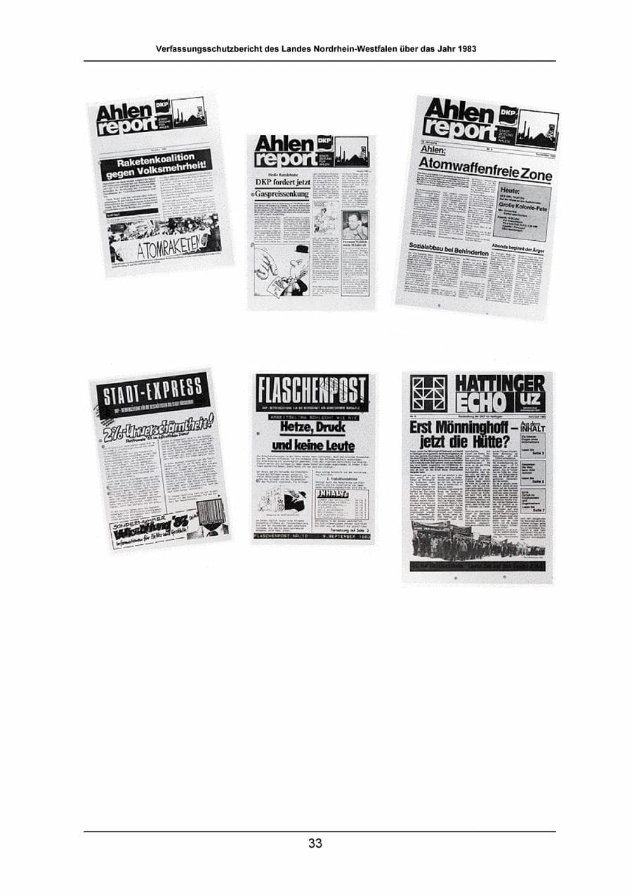 Seite 33 des Verfassungsschutzbericht 1983 Nordrhein-Westfalen