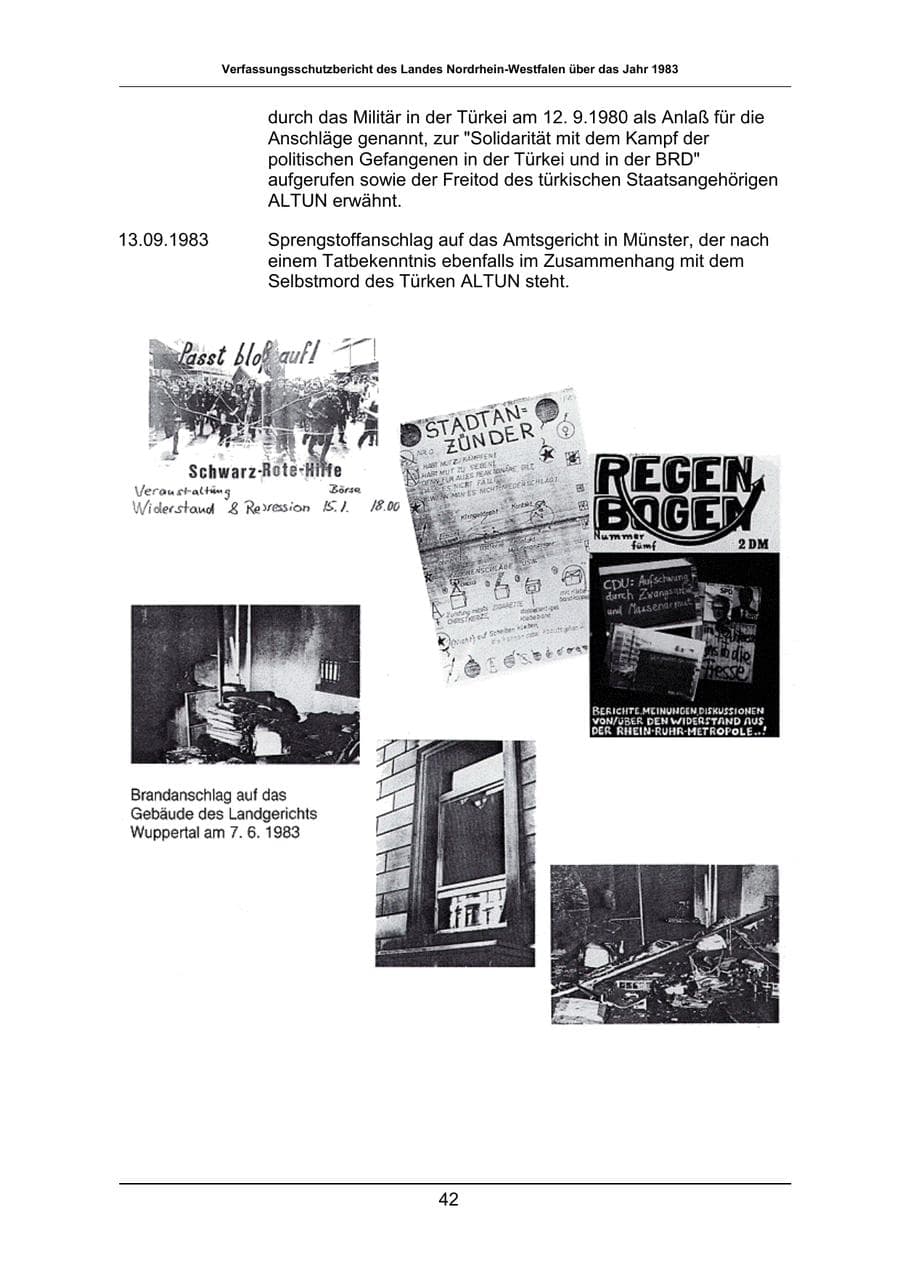 Seite 42 des Verfassungsschutzbericht 1983 Nordrhein-Westfalen