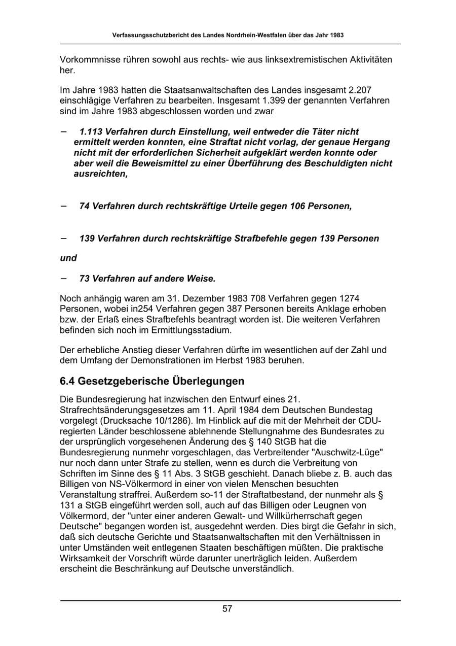 Seite 57 des Verfassungsschutzbericht 1983 Nordrhein-Westfalen