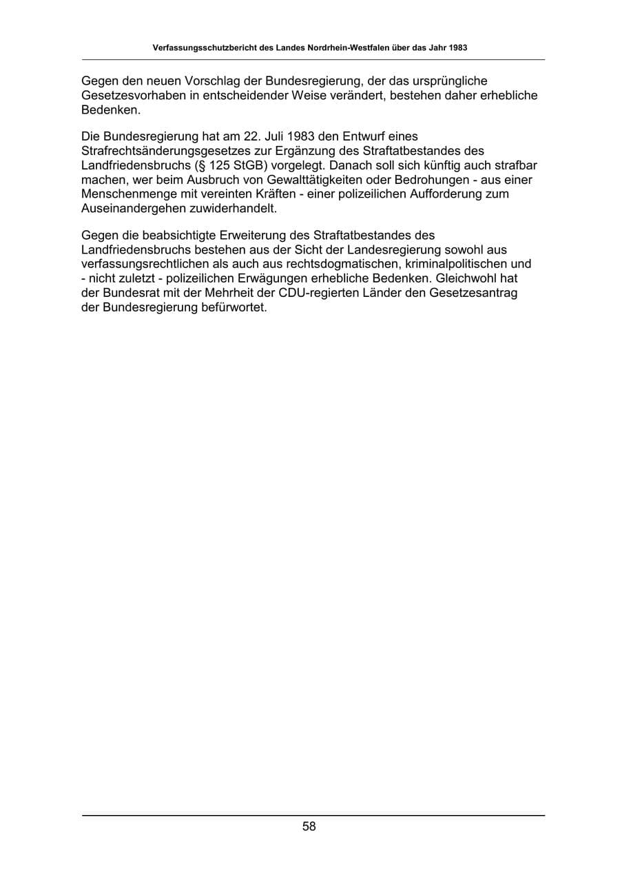 Seite 58 des Verfassungsschutzbericht 1983 Nordrhein-Westfalen