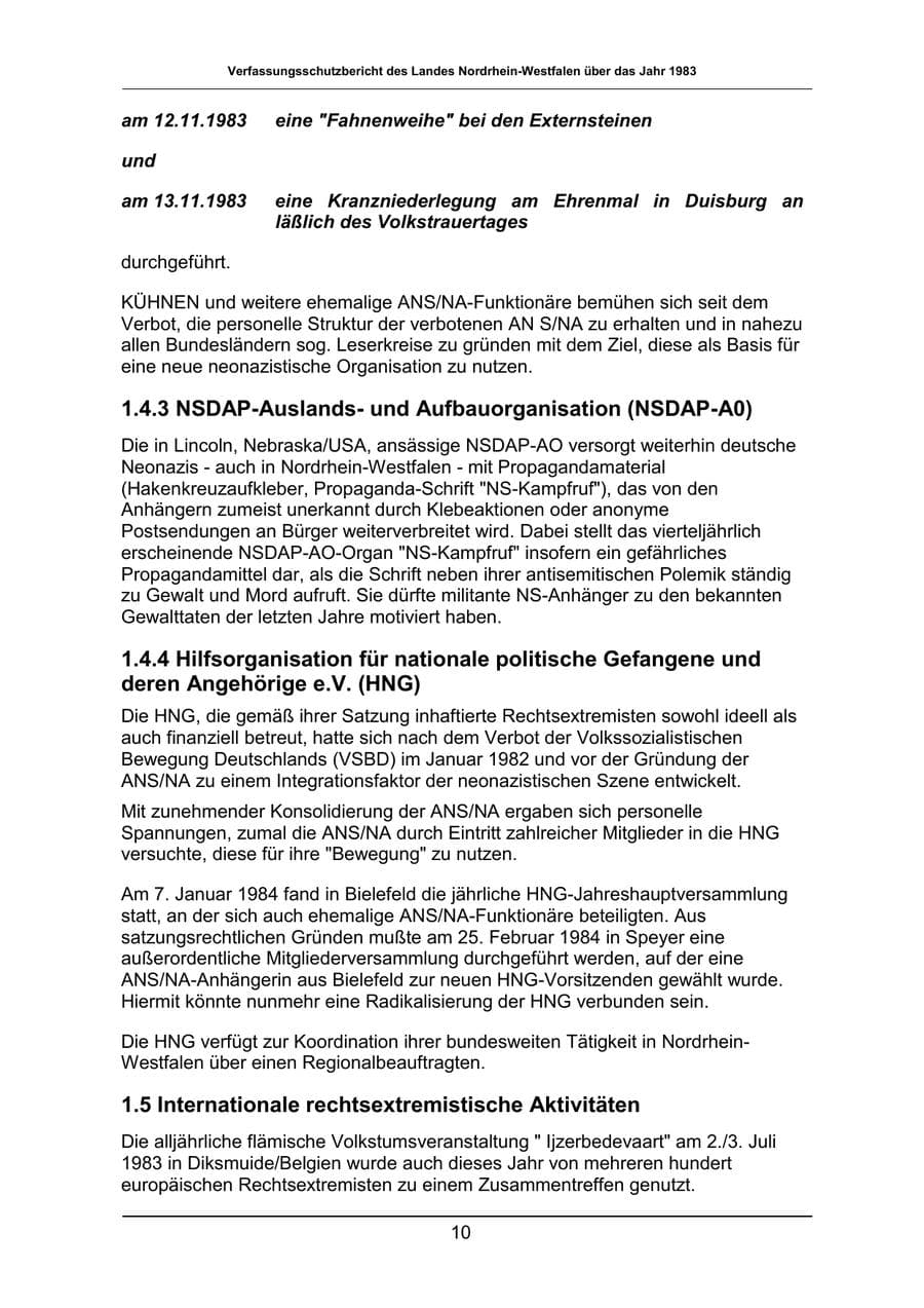 Seite 10 des Verfassungsschutzbericht 1983 Nordrhein-Westfalen