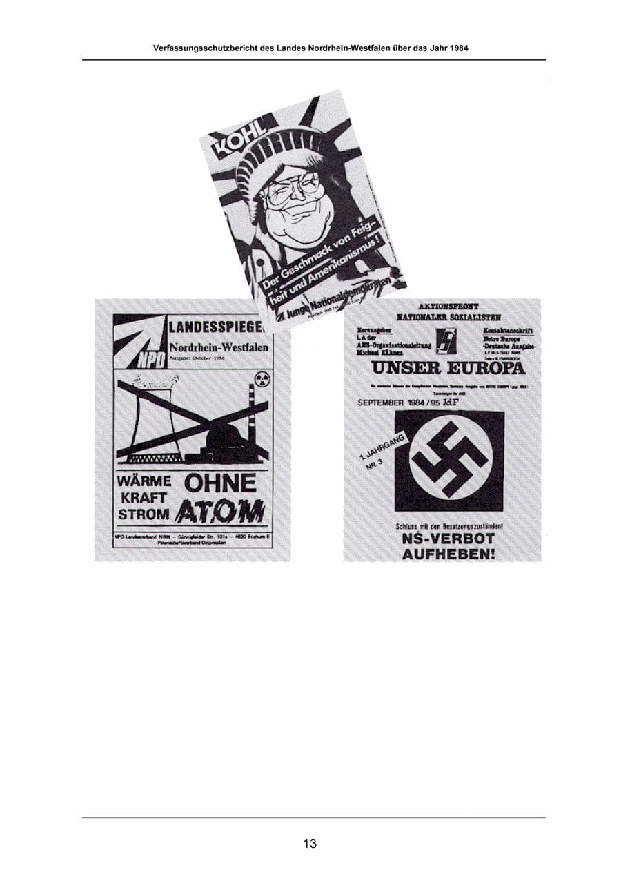 Seite 13 des Verfassungsschutzbericht 1984 Nordrhein-Westfalen