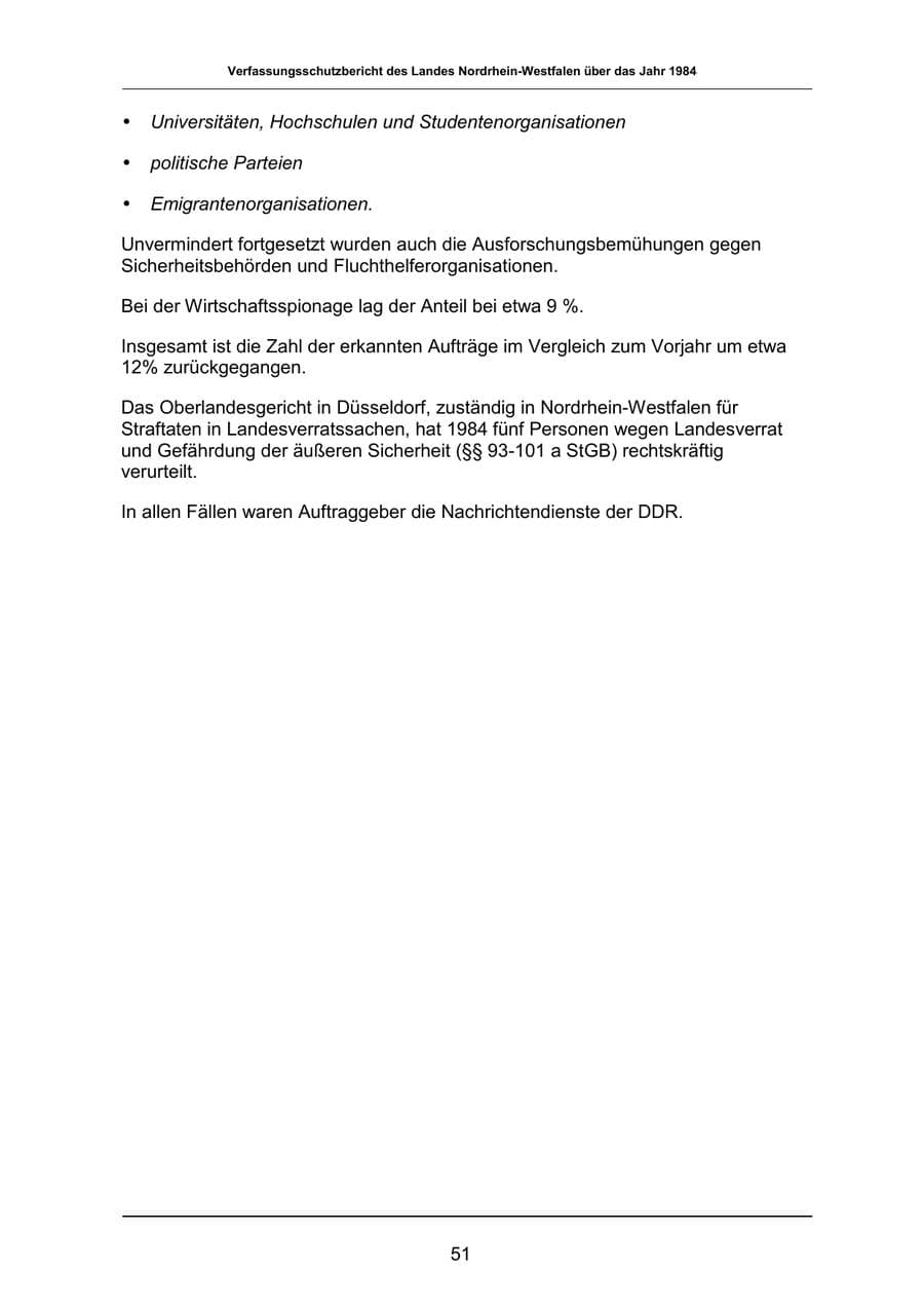 Seite 51 des Verfassungsschutzbericht 1984 Nordrhein-Westfalen