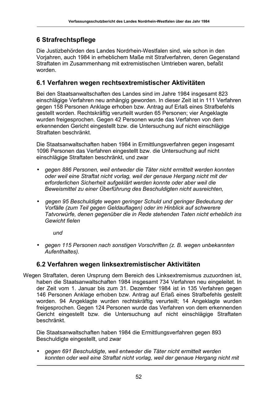 Seite 52 des Verfassungsschutzbericht 1984 Nordrhein-Westfalen