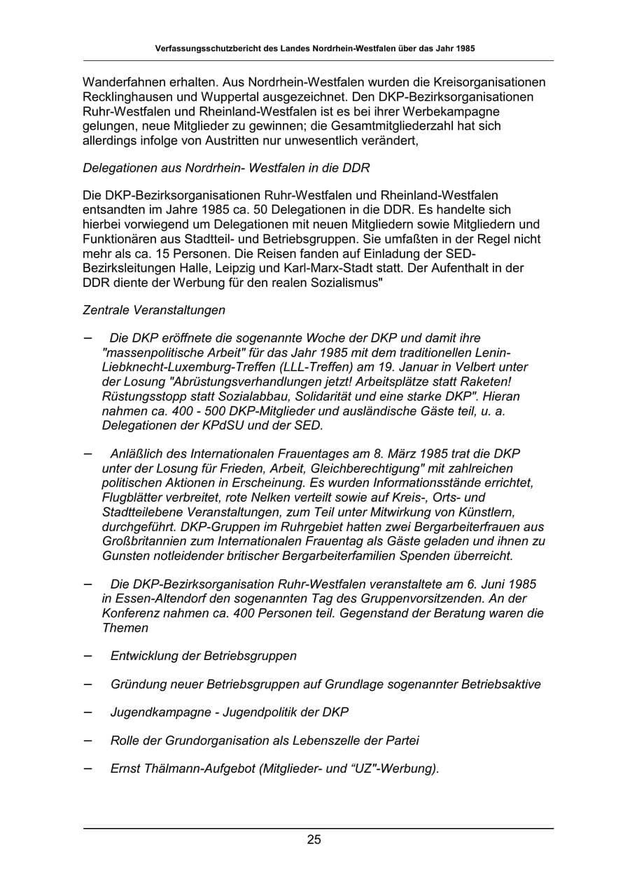 Seite 25 des Verfassungsschutzbericht 1985 Nordrhein-Westfalen