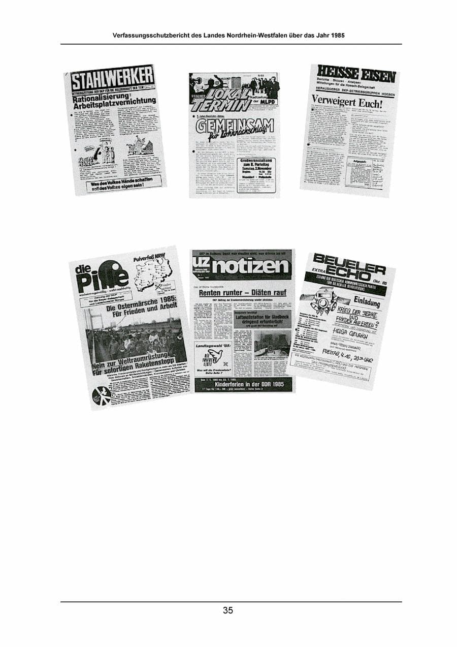Seite 35 des Verfassungsschutzbericht 1985 Nordrhein-Westfalen