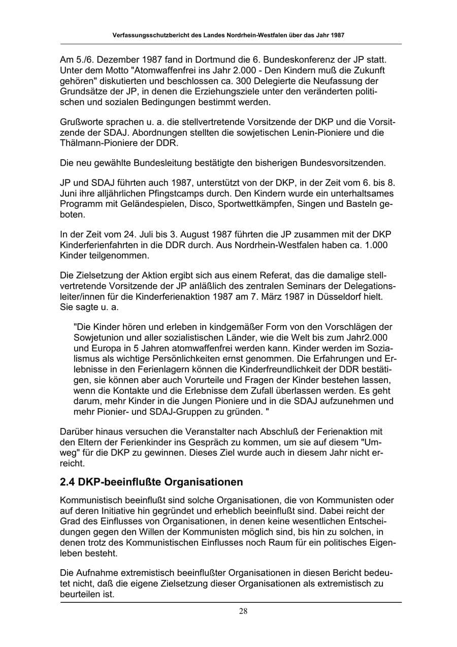 Seite 28 des Verfassungsschutzbericht 1987 Nordrhein-Westfalen