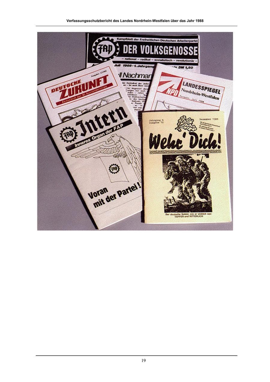 Seite 19 des Verfassungsschutzbericht 1988 Nordrhein-Westfalen