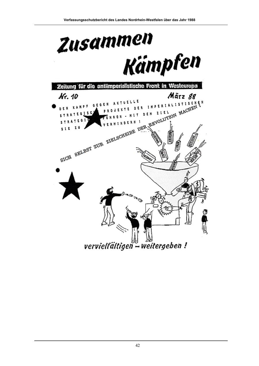 Seite 42 des Verfassungsschutzbericht 1988 Nordrhein-Westfalen