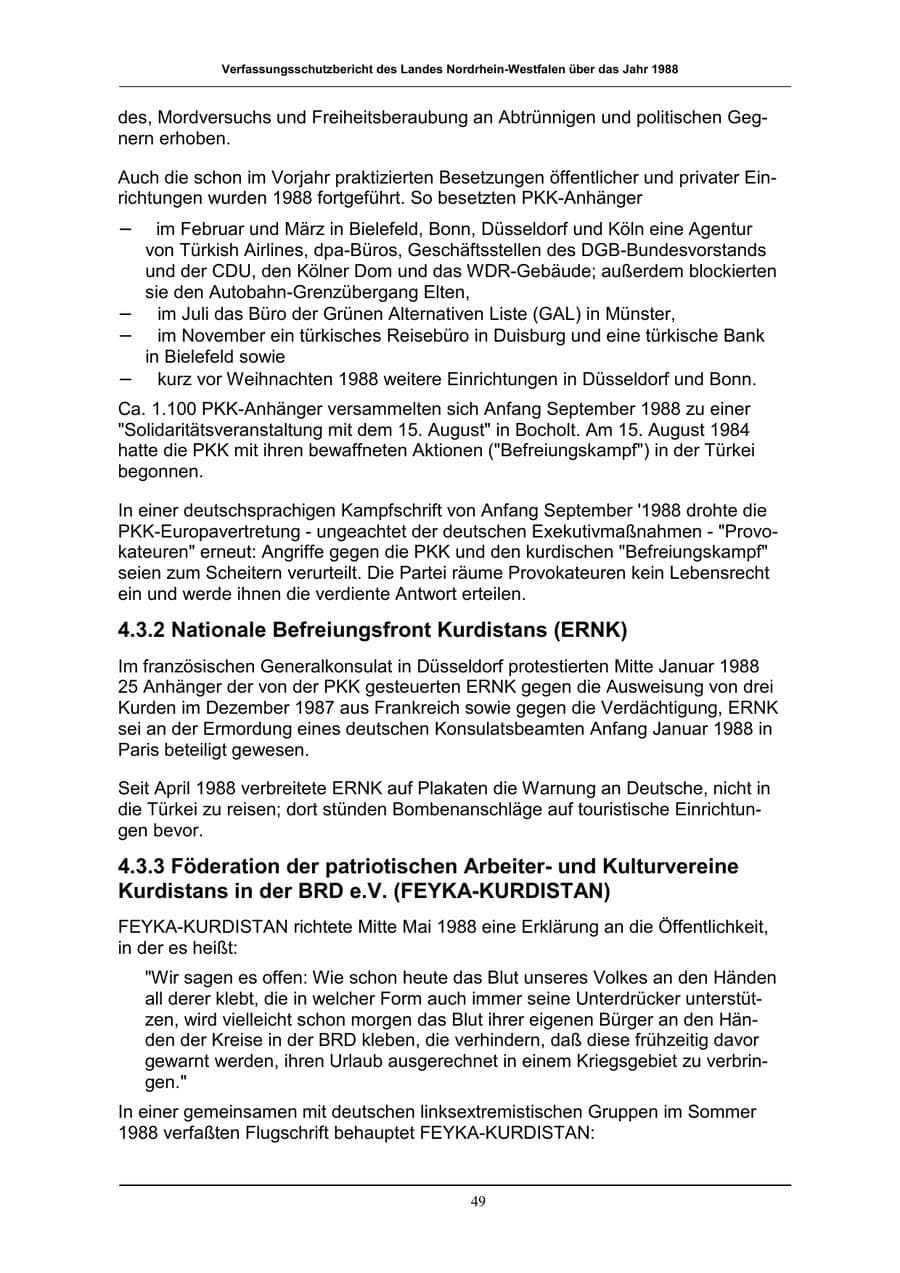 Seite 49 des Verfassungsschutzbericht 1988 Nordrhein-Westfalen