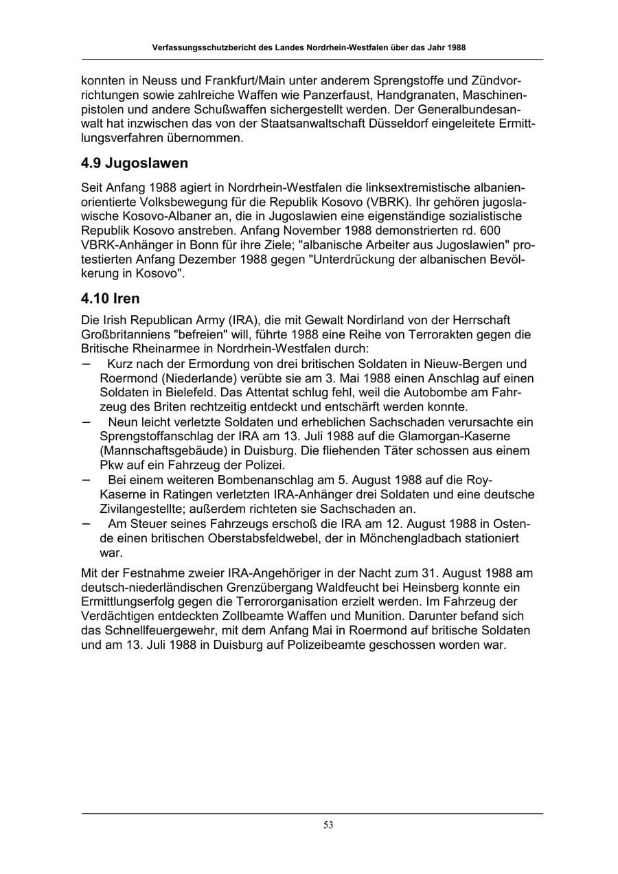 Seite 53 des Verfassungsschutzbericht 1988 Nordrhein-Westfalen