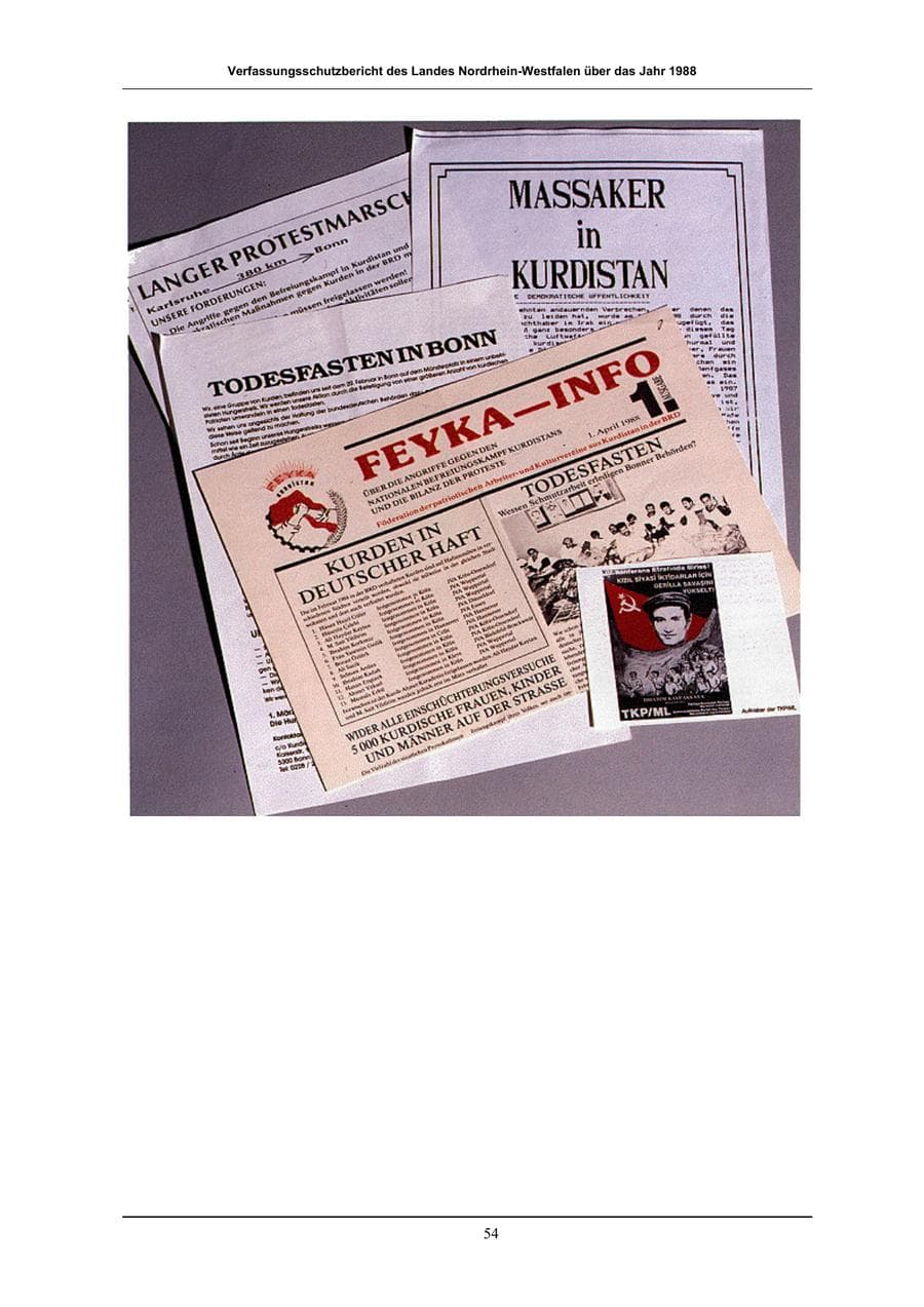 Seite 54 des Verfassungsschutzbericht 1988 Nordrhein-Westfalen