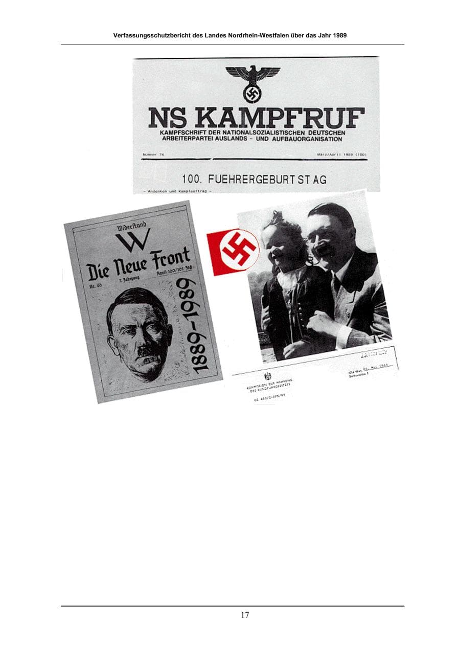 Seite 17 des Verfassungsschutzbericht 1989 Nordrhein-Westfalen