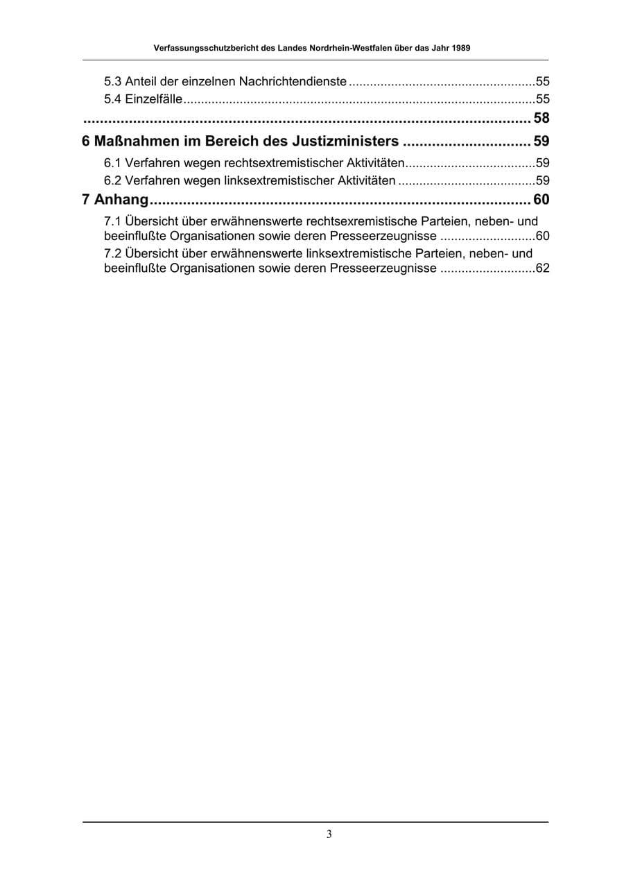 Seite 3 des Verfassungsschutzbericht 1989 Nordrhein-Westfalen