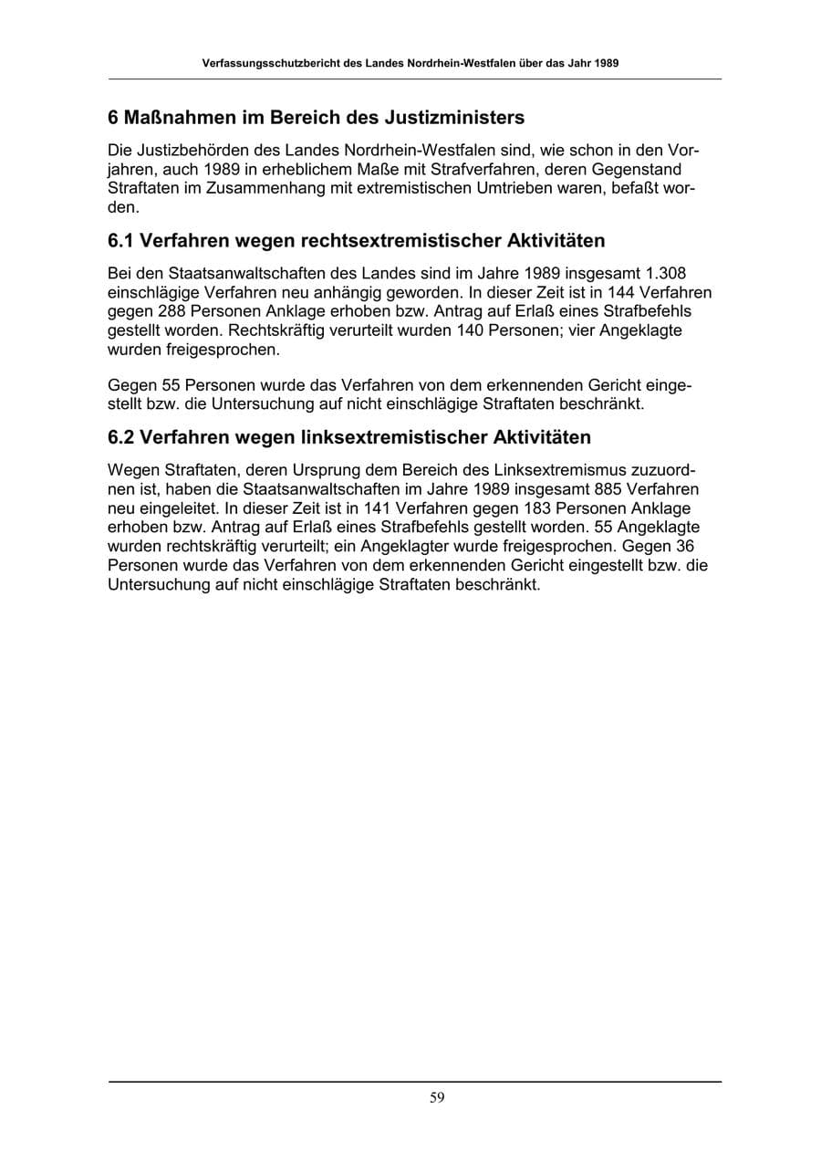 Seite 59 des Verfassungsschutzbericht 1989 Nordrhein-Westfalen