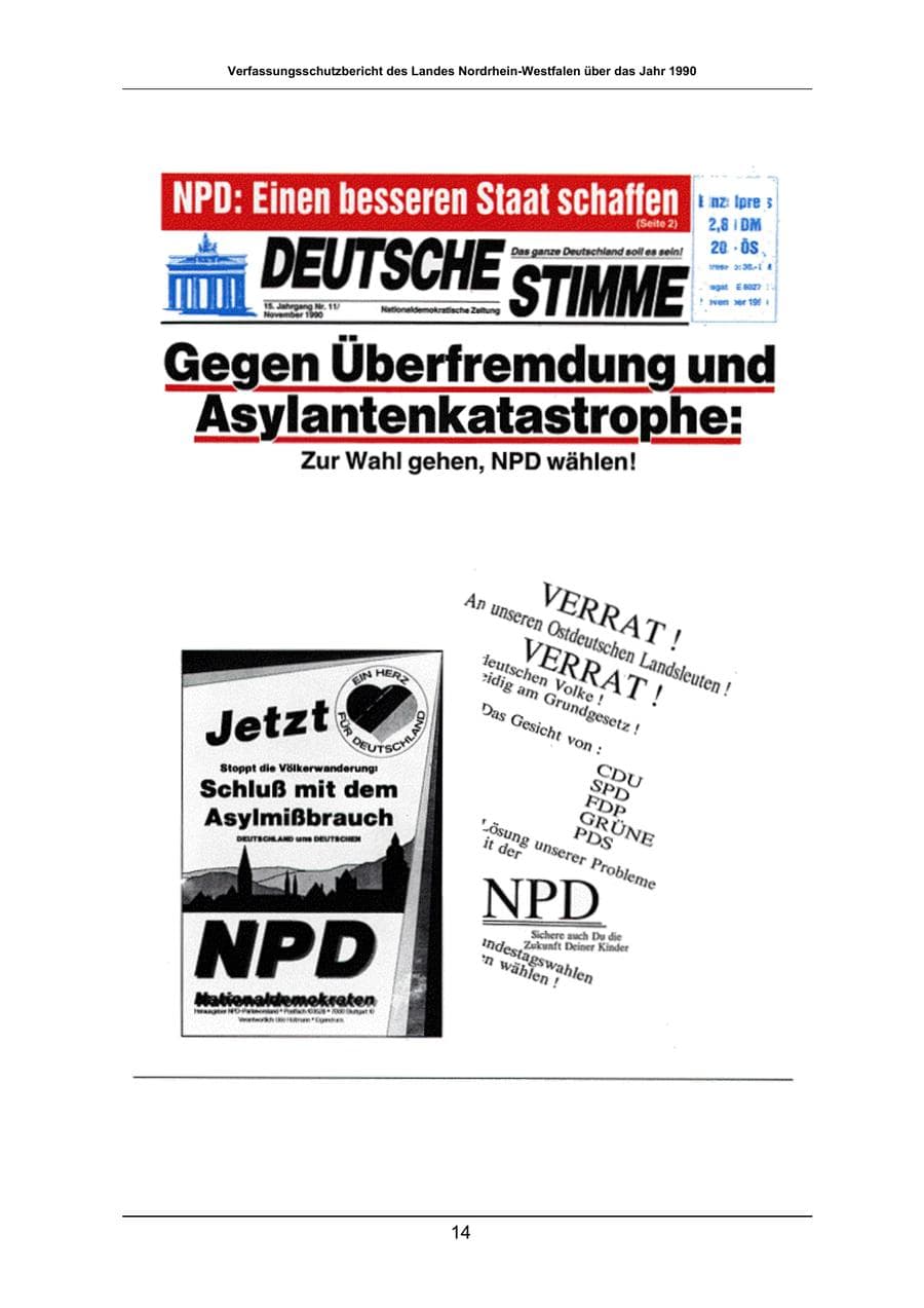 Seite 14 des Verfassungsschutzbericht 1990 Nordrhein-Westfalen